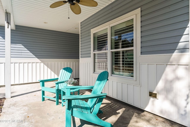 view of patio / terrace with ceiling fan