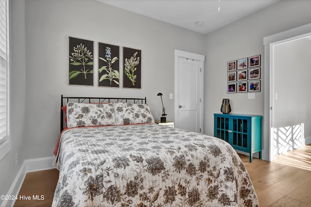 bedroom with wood-type flooring