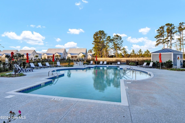 view of pool featuring a patio