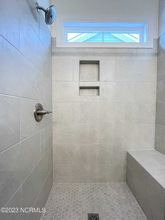 bathroom featuring a healthy amount of sunlight and a tile shower