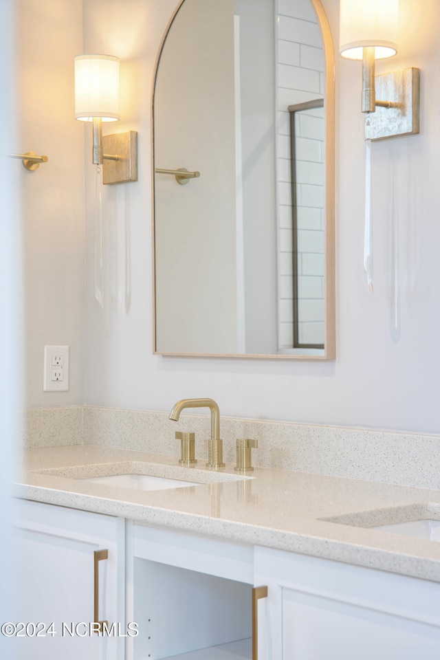 bathroom featuring vanity and walk in shower