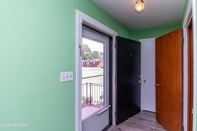 doorway to outside featuring light hardwood / wood-style floors