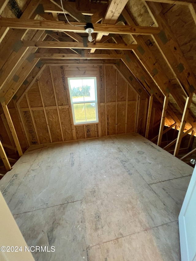 view of unfinished attic