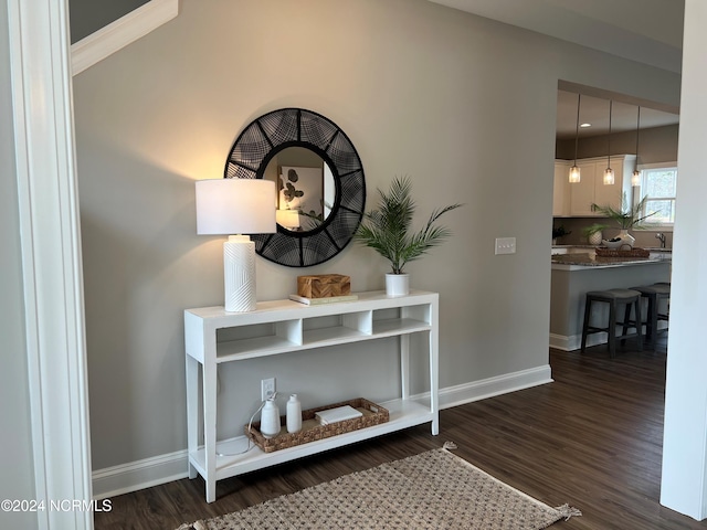 interior space with baseboards and wood finished floors