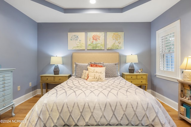 bedroom with wood-type flooring