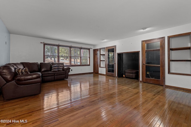 living room with hardwood / wood-style flooring