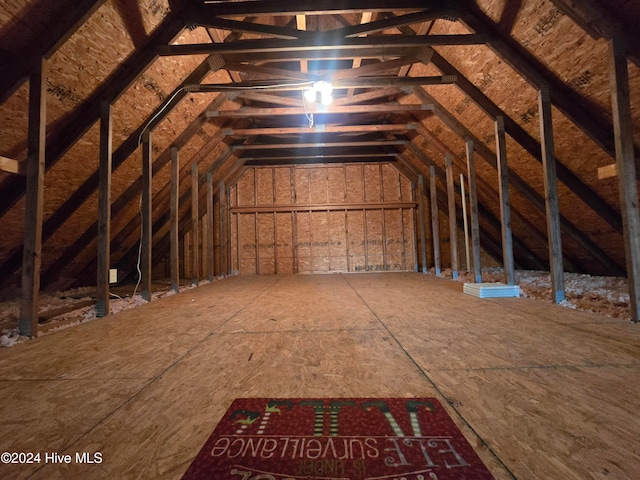 view of unfinished attic