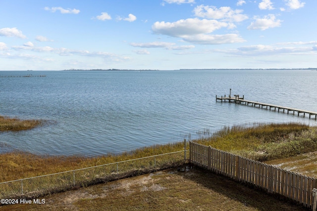 view of dock featuring a water view