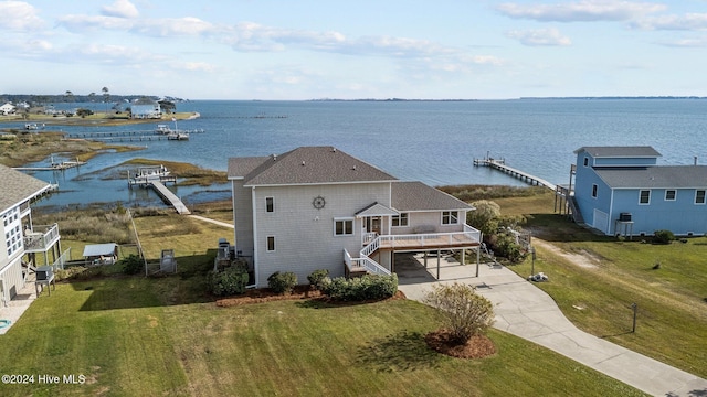 bird's eye view featuring a water view