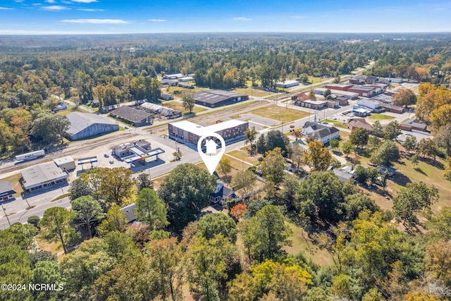 950 Main St, Fair Bluff, NC 28439 - aerial perspective of suburban area featuring a heavily wooded area