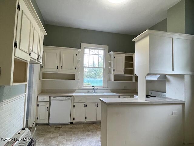 4290 W Church St, Farmville, NC 27828 - kitchen with white dishwasher, a sink, white cabinets, and light countertops