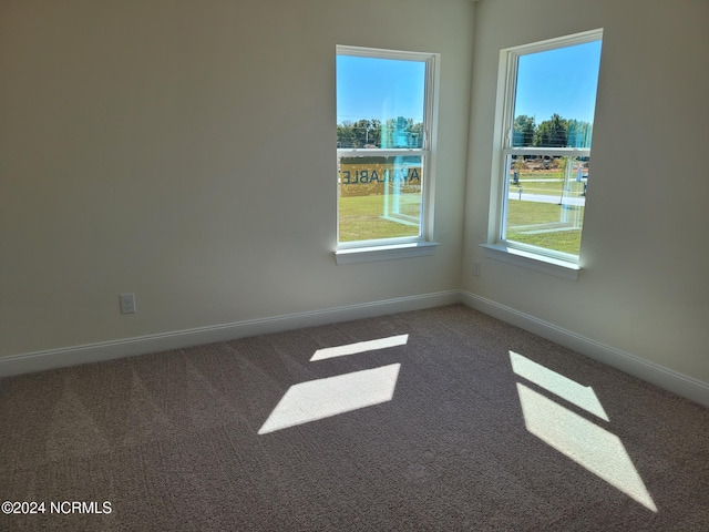 carpeted empty room with baseboards