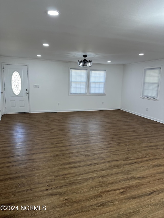 foyer featuring dark wood-type flooring