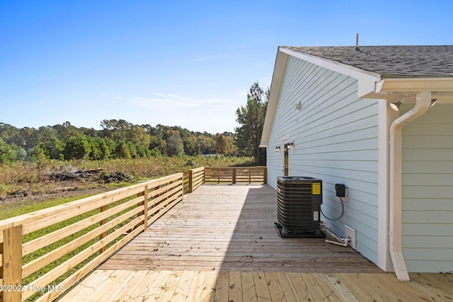 wooden terrace featuring central AC