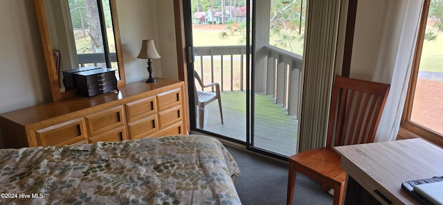 bedroom featuring multiple windows and carpet floors