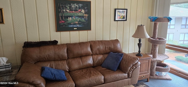 living room with carpet floors