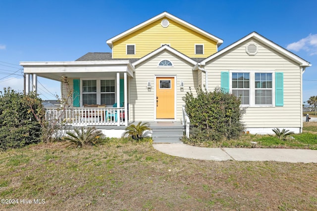 view of front of home featuring covered porch