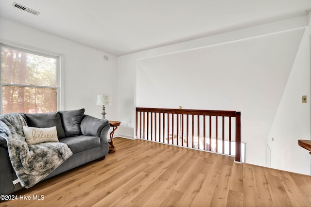 living room with light wood-type flooring