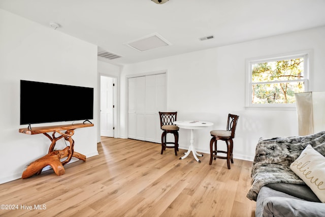 living room featuring light hardwood / wood-style floors