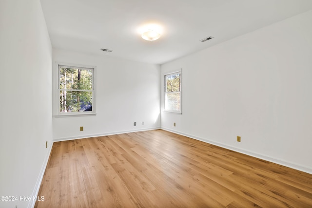 empty room featuring light hardwood / wood-style flooring and a wealth of natural light