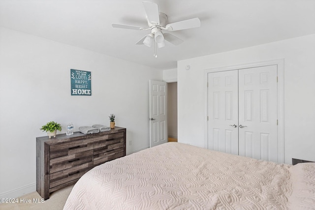 1109 Foxbow Cv, Leland, NC 28451 - bedroom with a closet, carpet floors, and ceiling fan