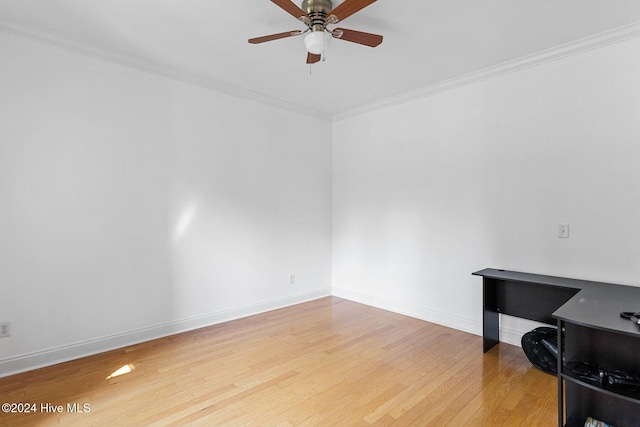 1109 Foxbow Cv, Leland, NC 28451 - unfurnished room with wood finished floors, ornamental molding, a ceiling fan, and baseboards