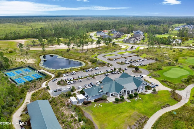 1109 Foxbow Cv, Leland, NC 28451 - view of property location with a heavily wooded area, a local golf course, and a large body of water