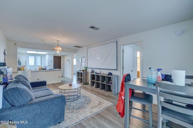 living room featuring light hardwood / wood-style flooring