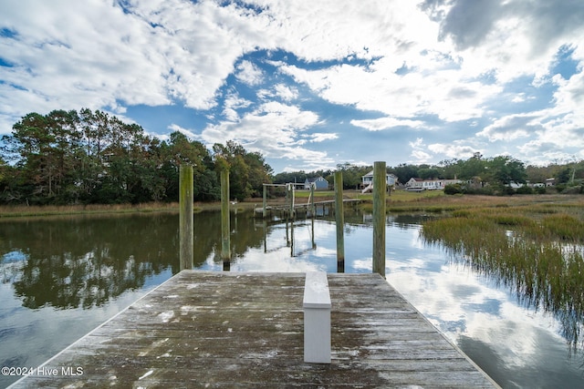 view of dock featuring a water view