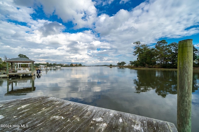 view of dock featuring a water view