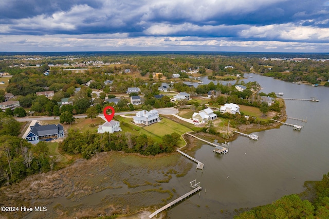 bird's eye view featuring a water view