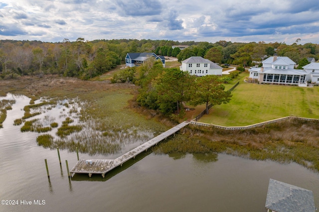 bird's eye view featuring a water view