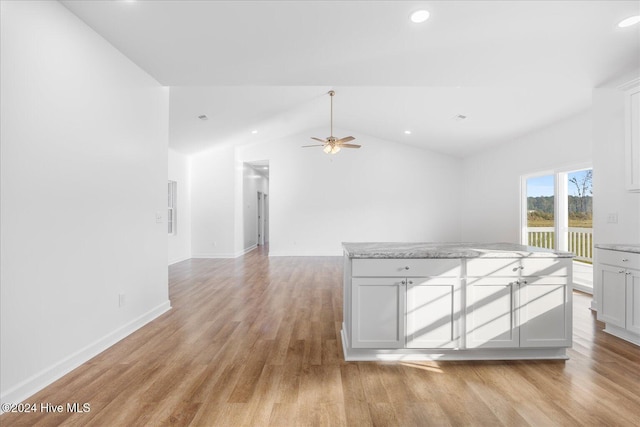 34 Bless Ave, Bolton, NC 28423 - spare room with light wood-type flooring, ceiling fan, recessed lighting, baseboards, and vaulted ceiling