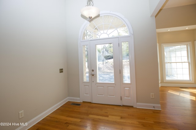 foyer with hardwood / wood-style flooring