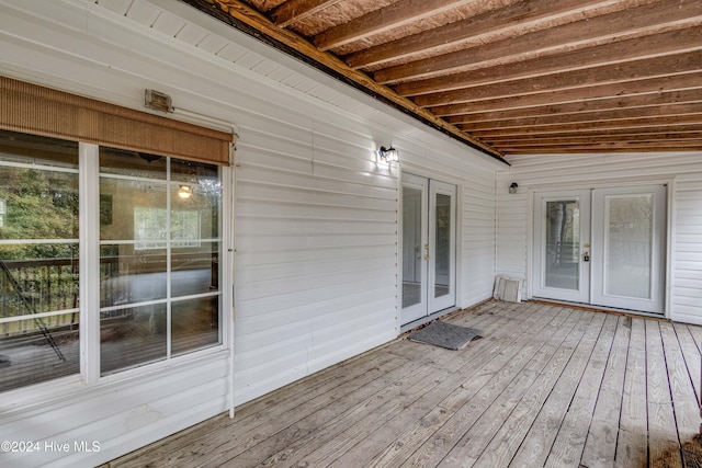 wooden deck with french doors