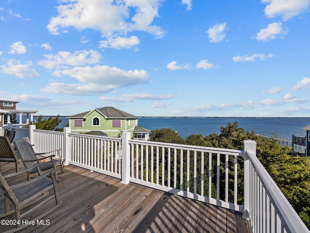 2610 Emerald Dr, Emerald Isle, NC 28594 - wooden terrace featuring a water view