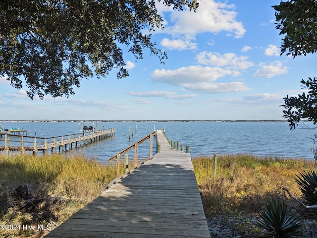 view of dock featuring a water view