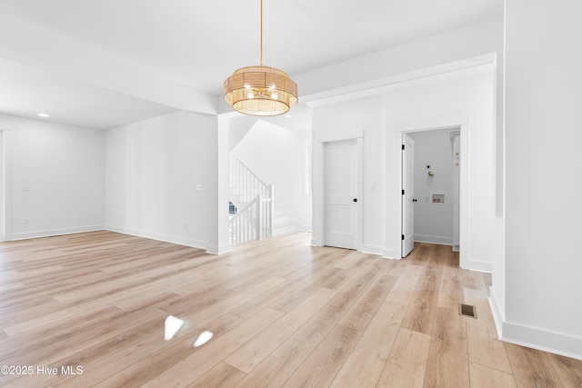 interior space with light hardwood / wood-style flooring