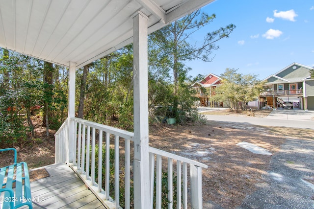 wooden deck with covered porch