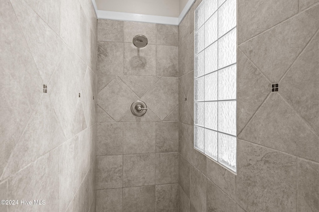 bathroom featuring tiled shower