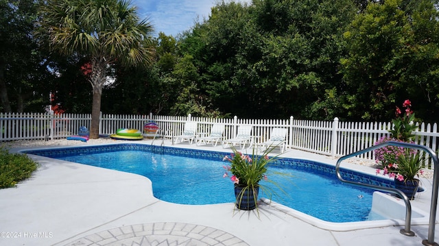 view of swimming pool featuring a patio