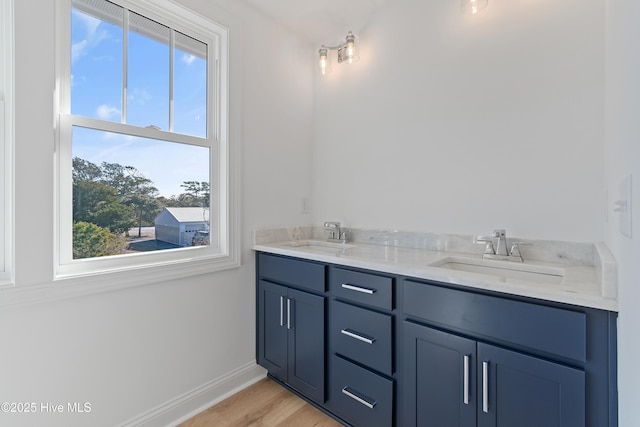 bathroom featuring wood-type flooring and vanity