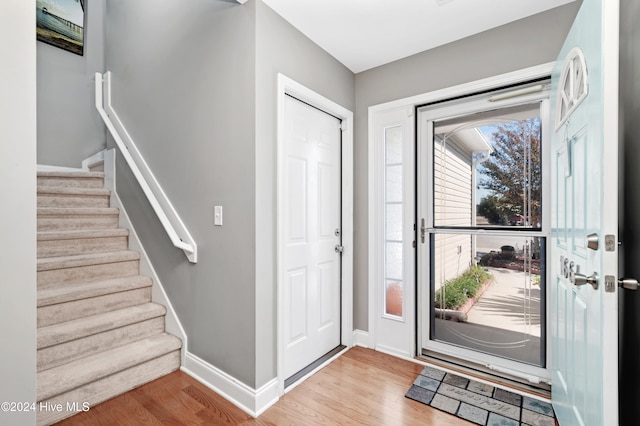 foyer featuring light wood-type flooring