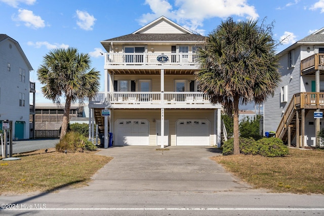 coastal home with a garage