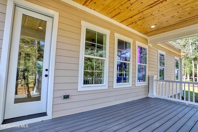 deck featuring covered porch