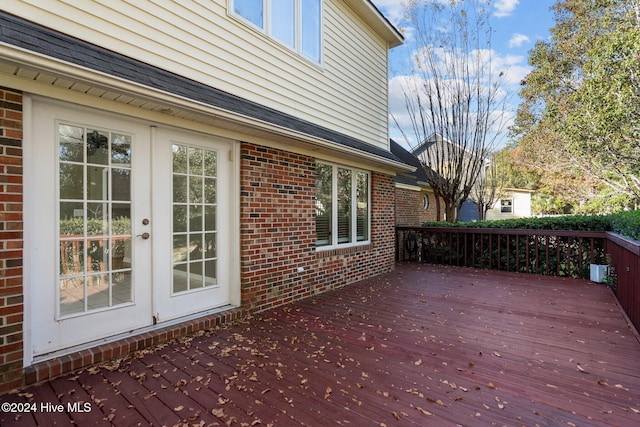 wooden deck with french doors