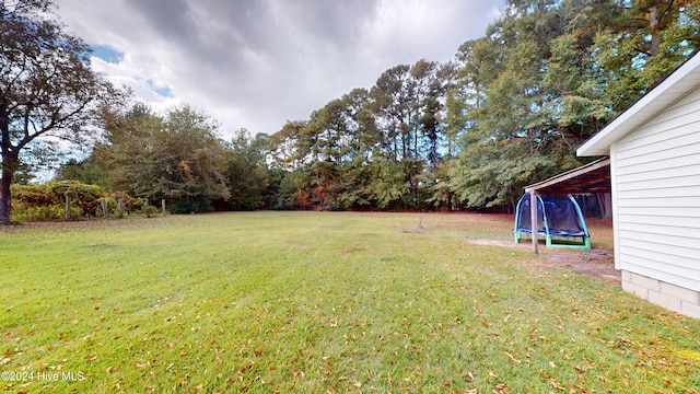 view of yard with a trampoline