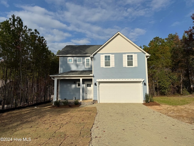 view of property featuring a garage