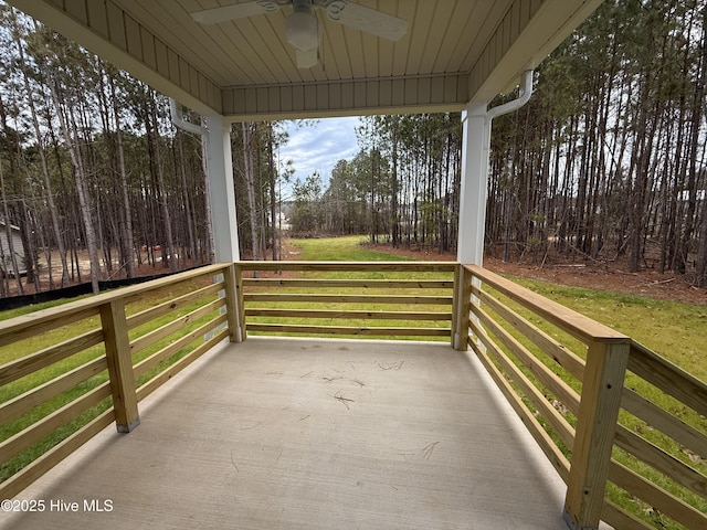 view of patio / terrace featuring ceiling fan