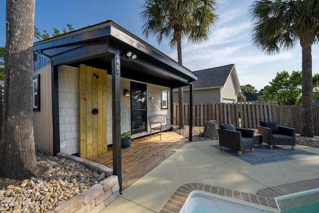 view of patio featuring a deck